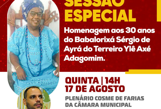 Sessão marca 30 anos do Babalorixá Sérgio de Ayrá como líder religioso do Terreiro Ylê Axé Adagomim