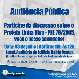 Comissão de Planejamento Urbano vai discutir projeto Linha Viva